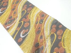 流水に万寿菊模様織出し袋帯